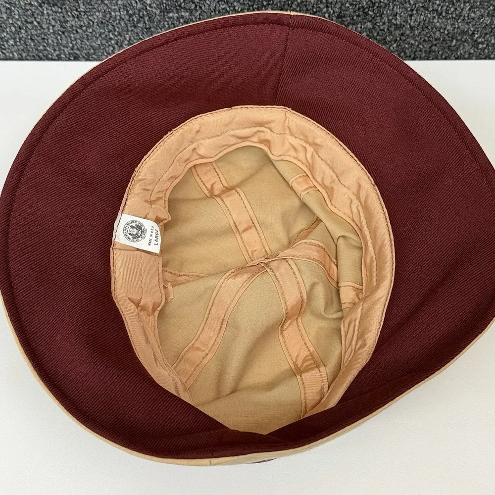 Vintage Etienne Aigner 60s Bucket Hat Union Label USA Tan/Burgundy Sz L Mens USA